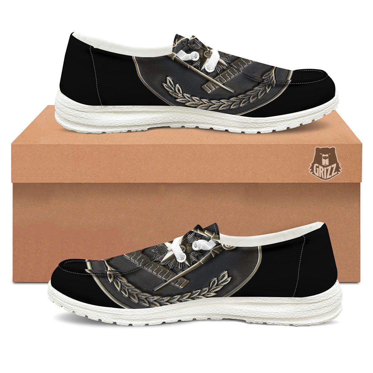 Medal Freemasonry Print White Loafers-grizzshop