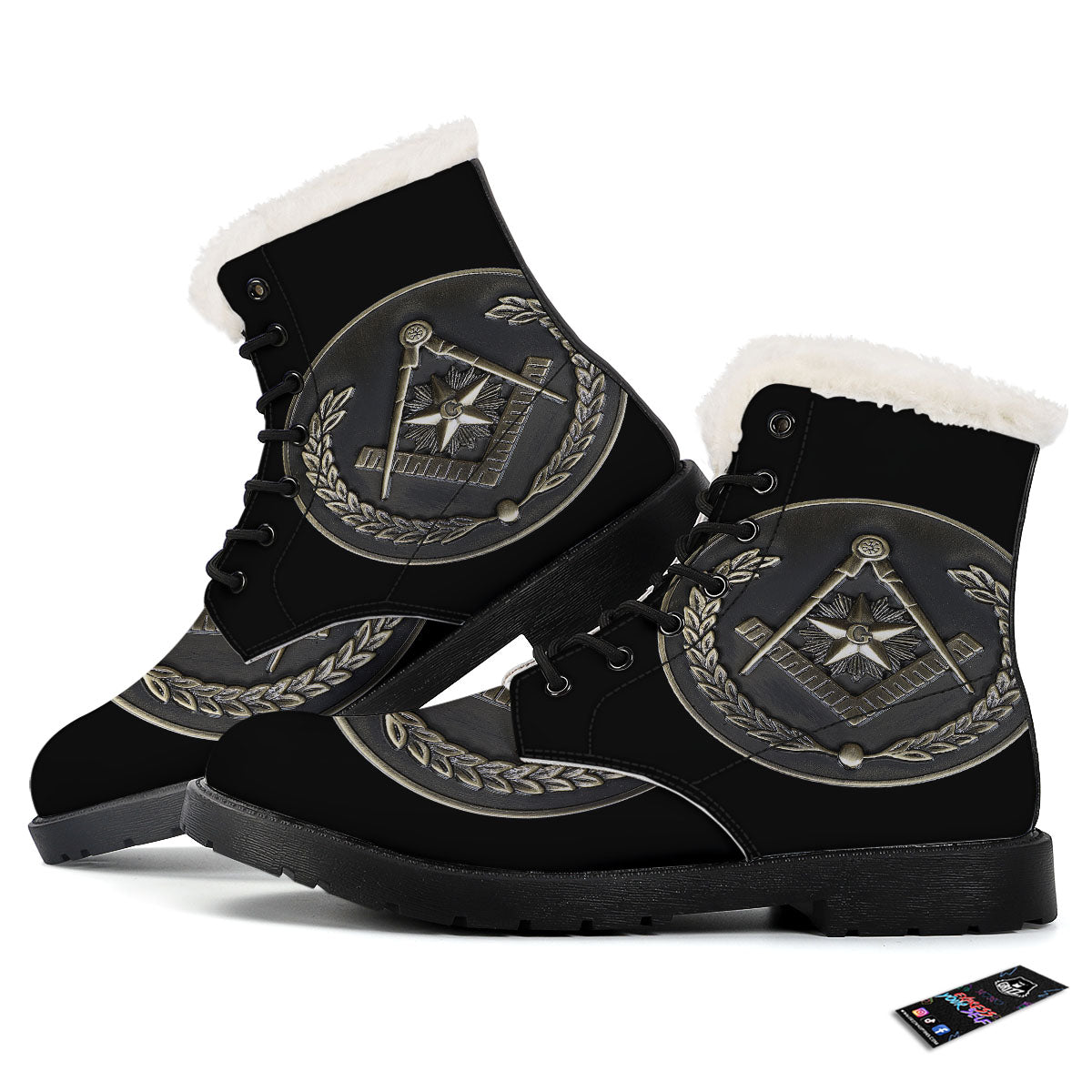 Medal Freemasonry Print Winter Boots-grizzshop
