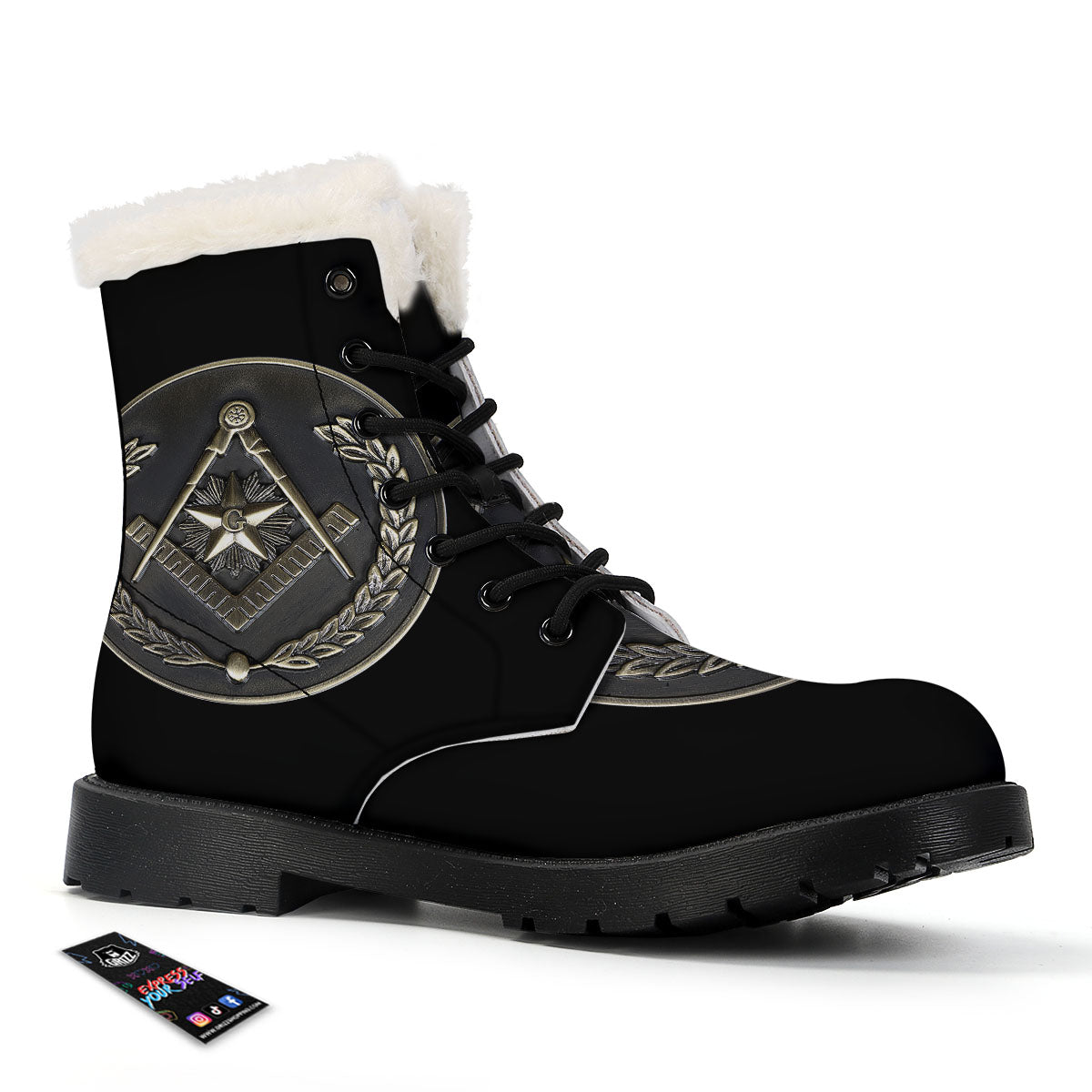 Medal Freemasonry Print Winter Boots-grizzshop