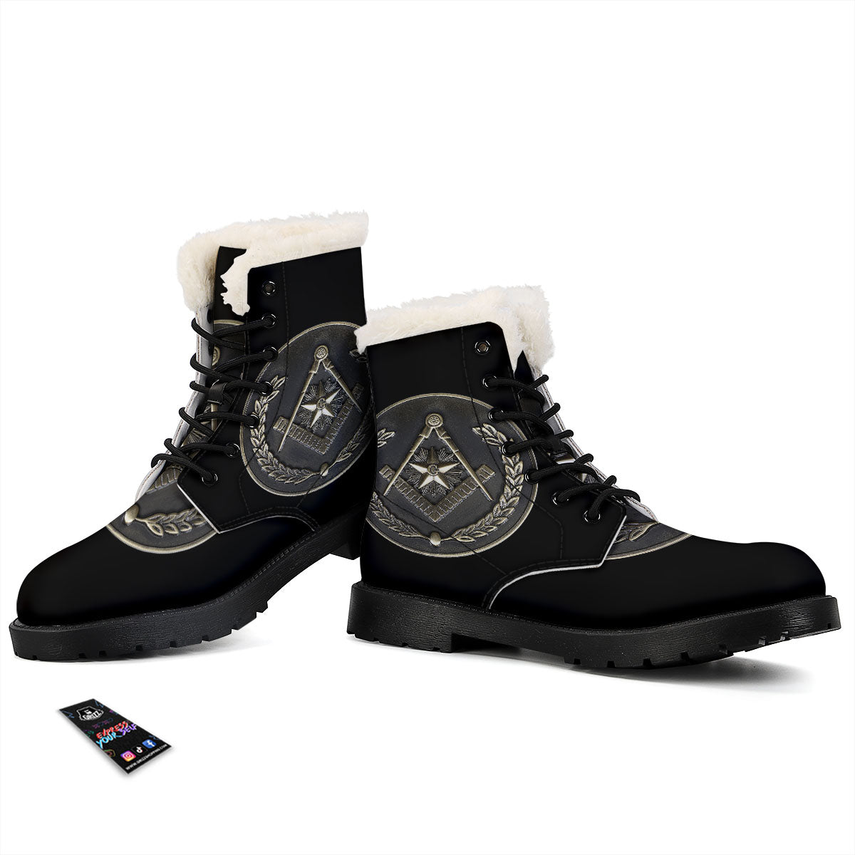 Medal Freemasonry Print Winter Boots-grizzshop