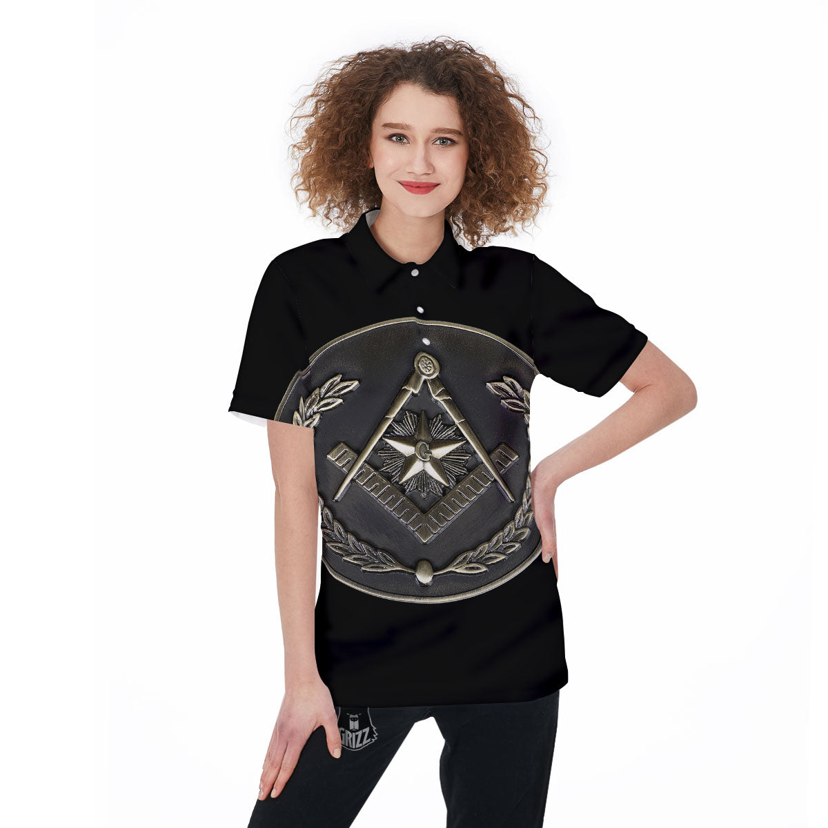 Medal Freemasonry Print Women's Golf Shirts-grizzshop
