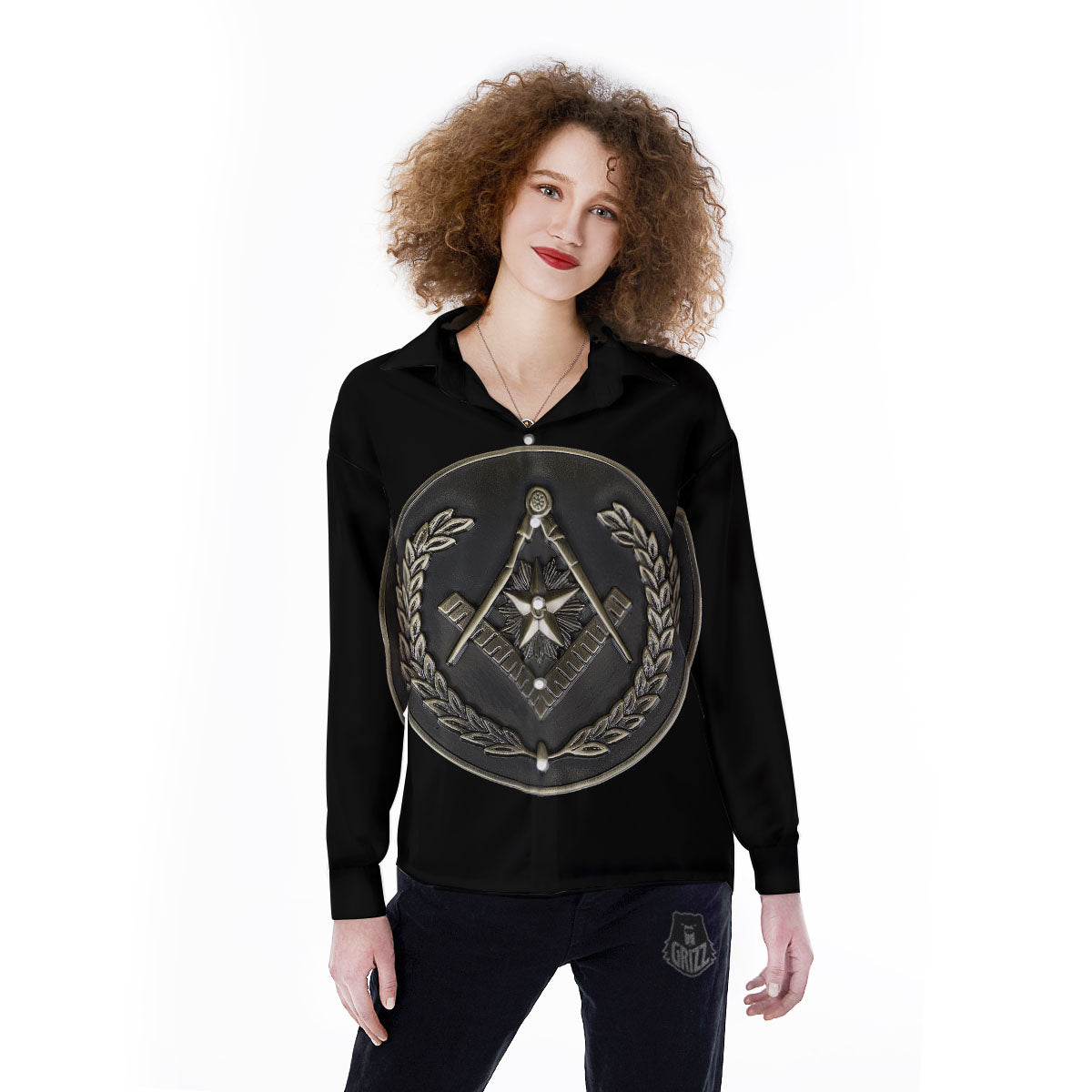 Medal Freemasonry Print Women's Long Sleeve Shirts-grizzshop