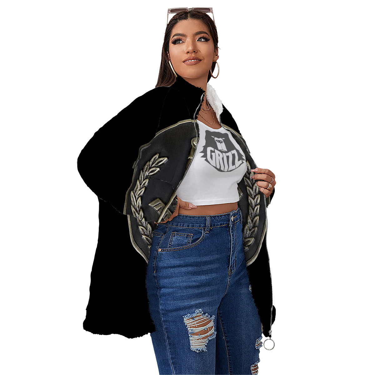 Medal Freemasonry Print Women's Sherpa Jacket-grizzshop