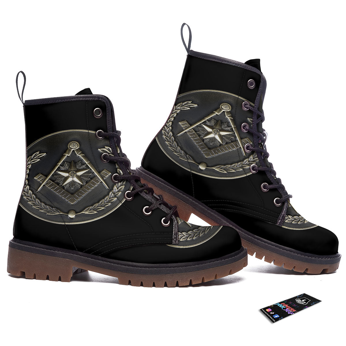 Medal Freemasonry Print Work Boots-grizzshop