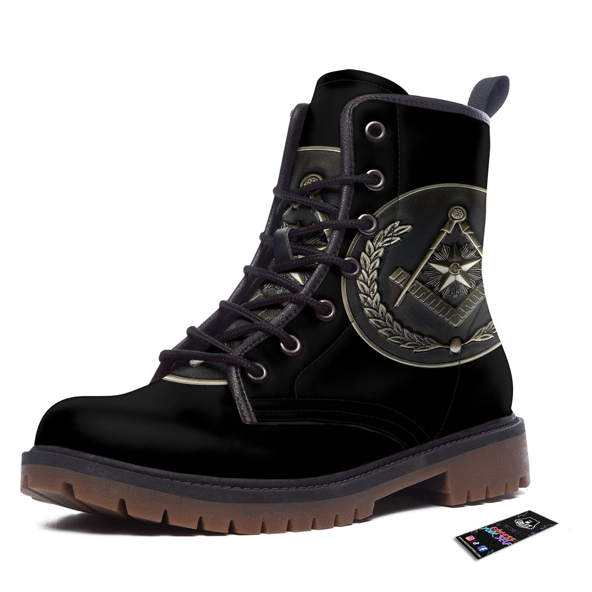 Medal Freemasonry Print Work Boots-grizzshop