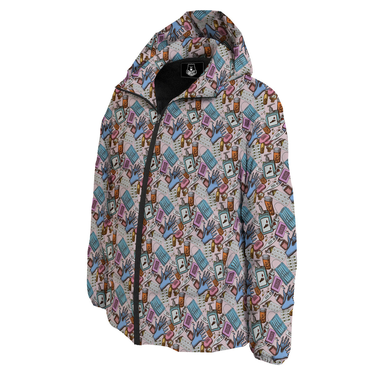 Medical Colorful Print Pattern Down Jacket-grizzshop