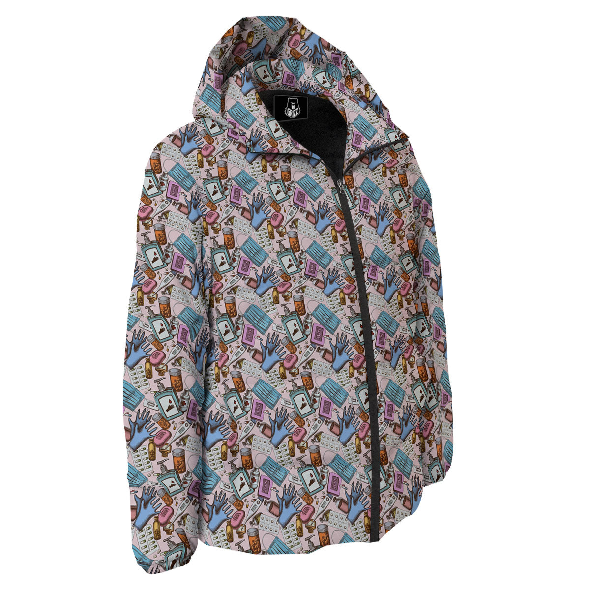 Medical Colorful Print Pattern Down Jacket-grizzshop