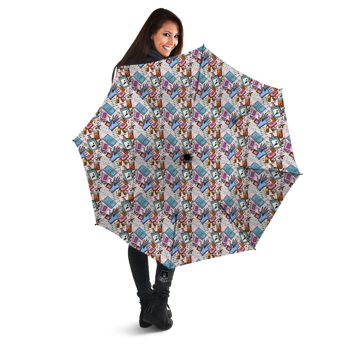 Medical Colorful Print Pattern Umbrella-grizzshop