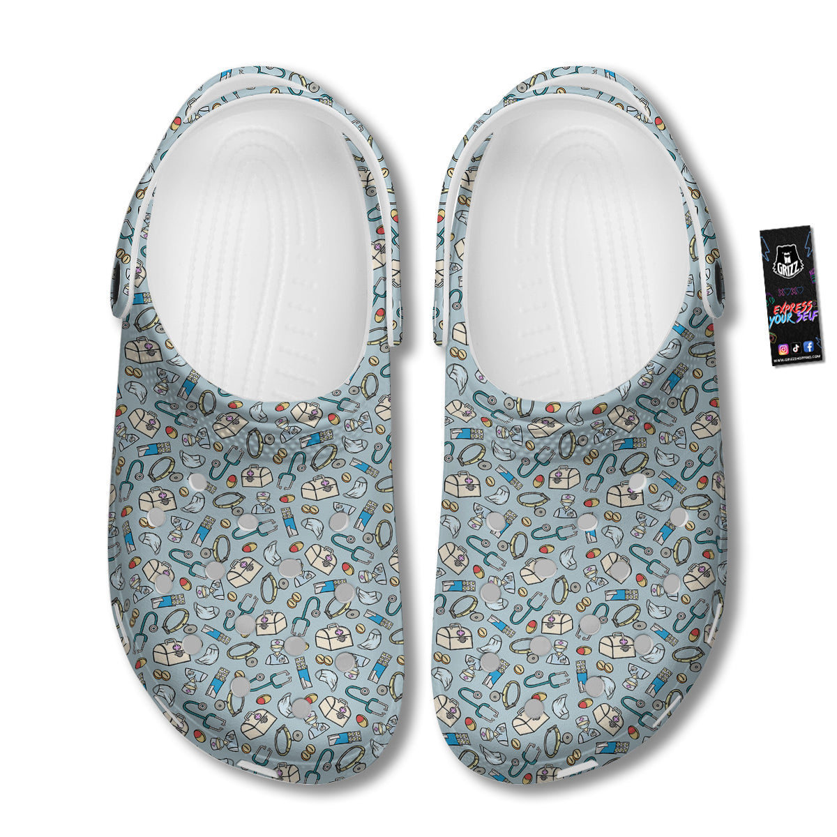 Medical Cute Print Pattern Clog-grizzshop