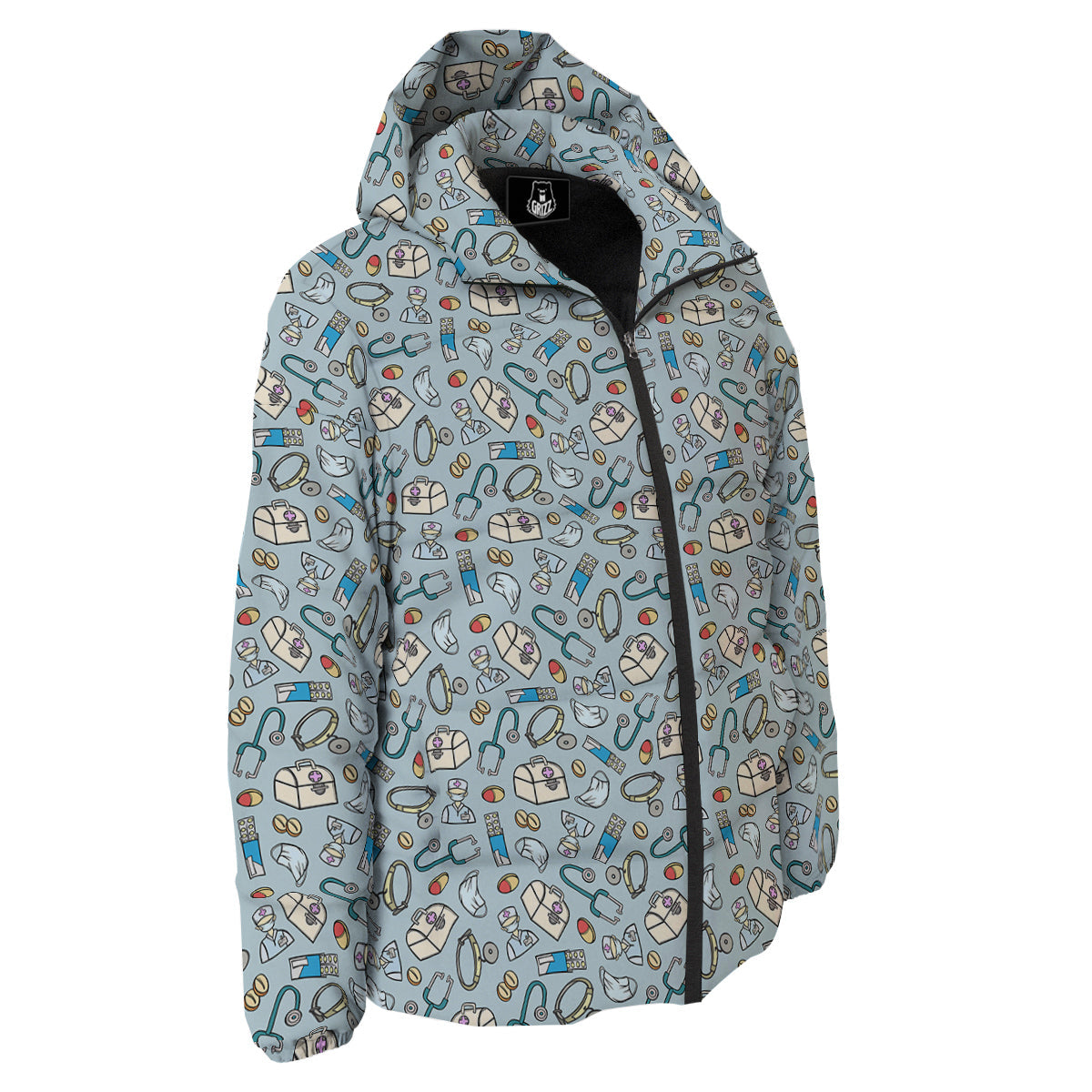 Medical Cute Print Pattern Down Jacket-grizzshop