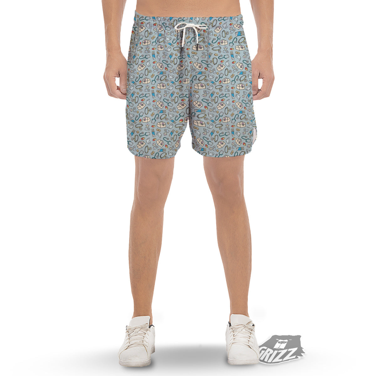Medical Cute Print Pattern Men's Gym Shorts-grizzshop