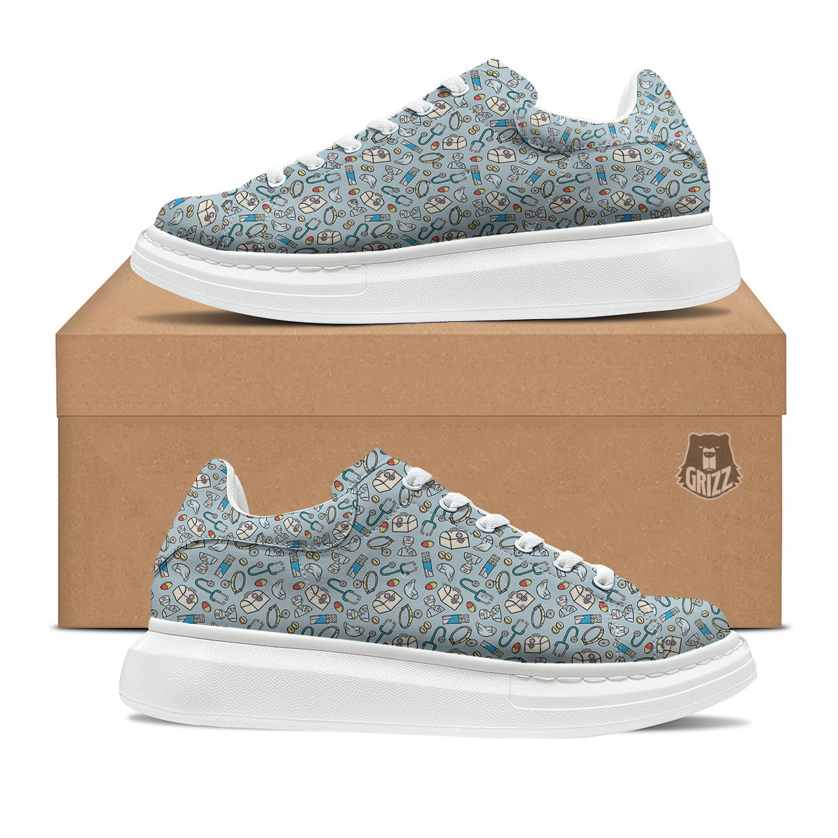 Medical Cute Print Pattern Platform Shoes-grizzshop
