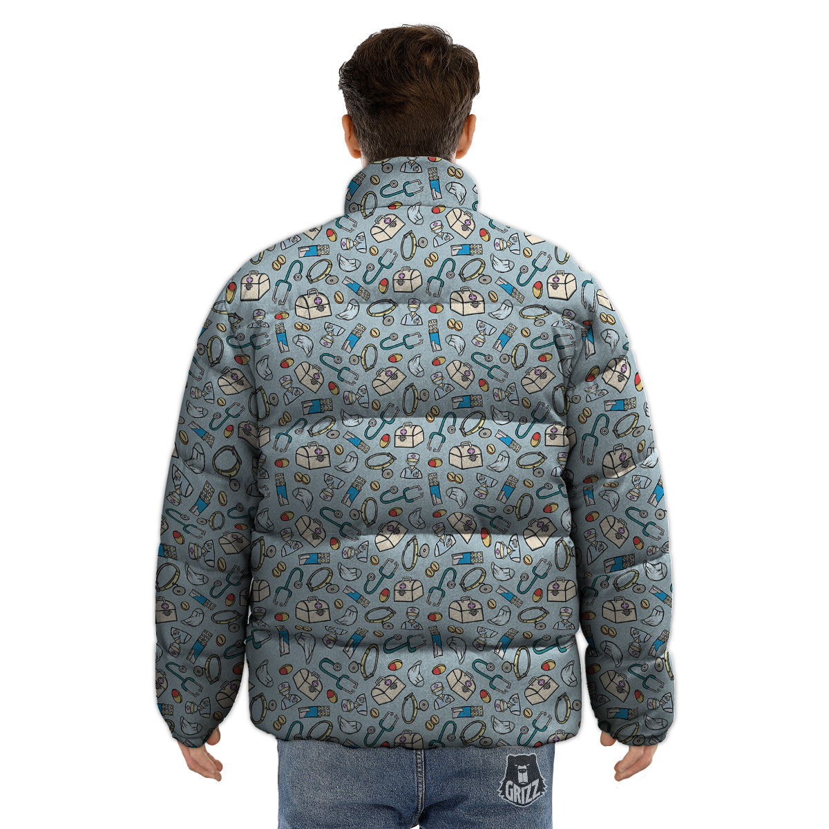 Medical Cute Print Pattern Puffer Jacket-grizzshop