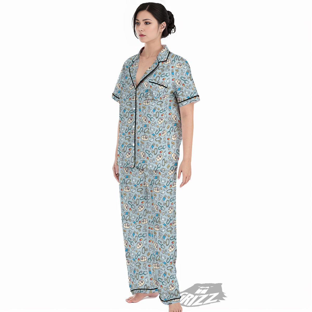 Medical Cute Print Pattern Women's Pajamas Set-grizzshop