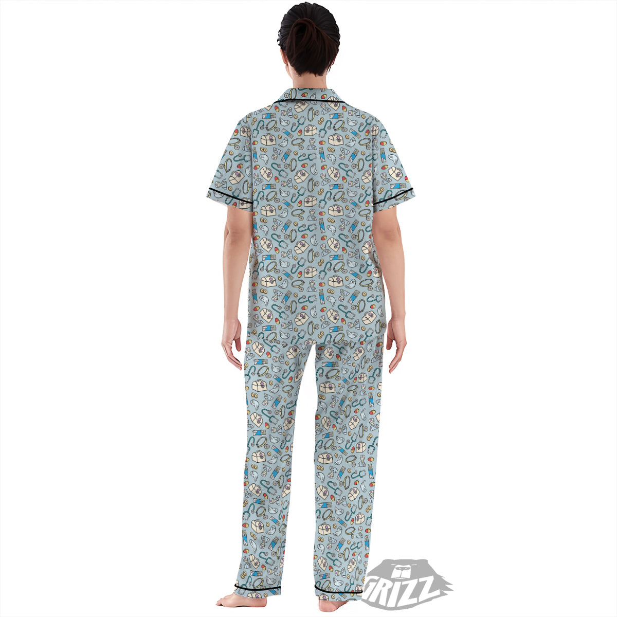 Medical Cute Print Pattern Women's Pajamas Set-grizzshop
