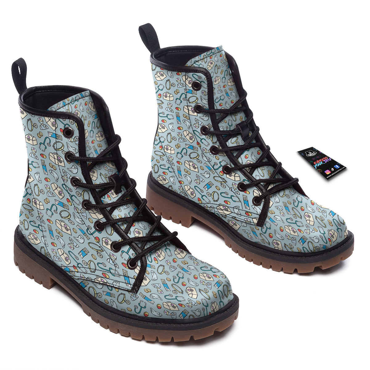 Medical Cute Print Pattern Work Boots-grizzshop