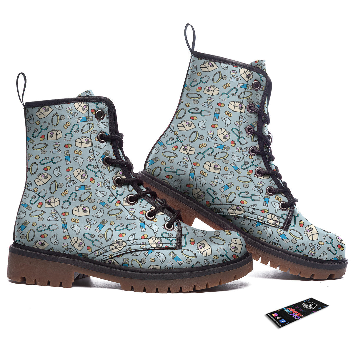 Medical Cute Print Pattern Work Boots-grizzshop