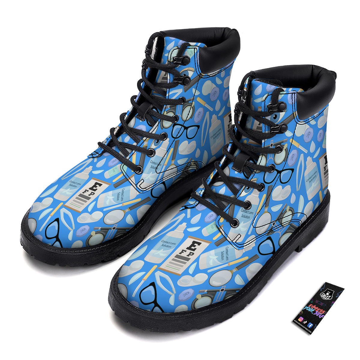 Medical Optometry Accessory Blue Print Pattern Boots-grizzshop