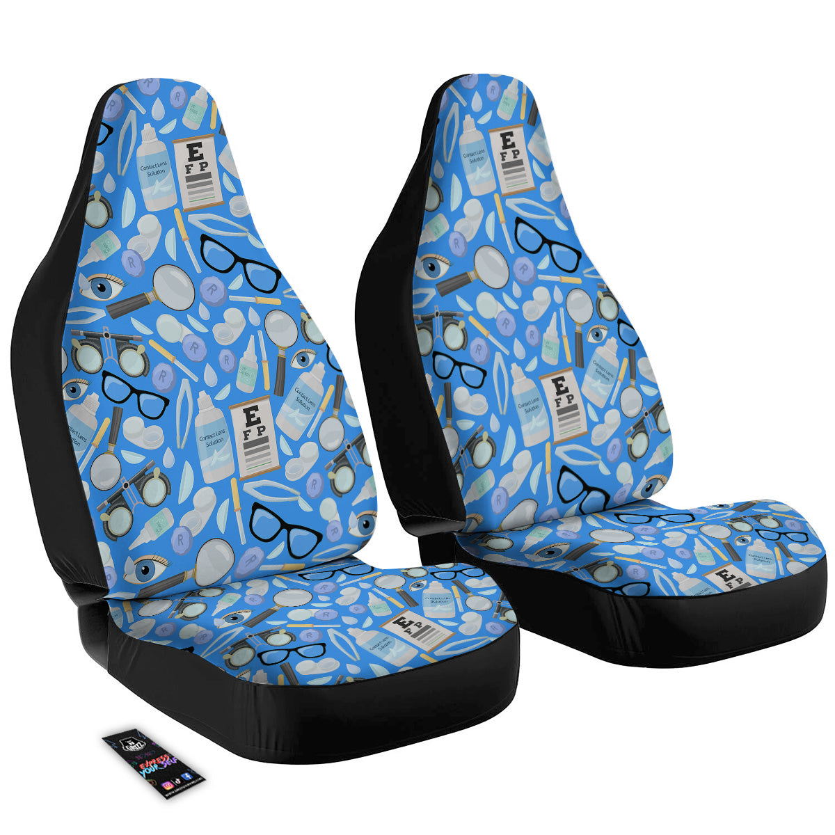 Medical Optometry Accessory Blue Print Pattern Car Seat Covers-grizzshop