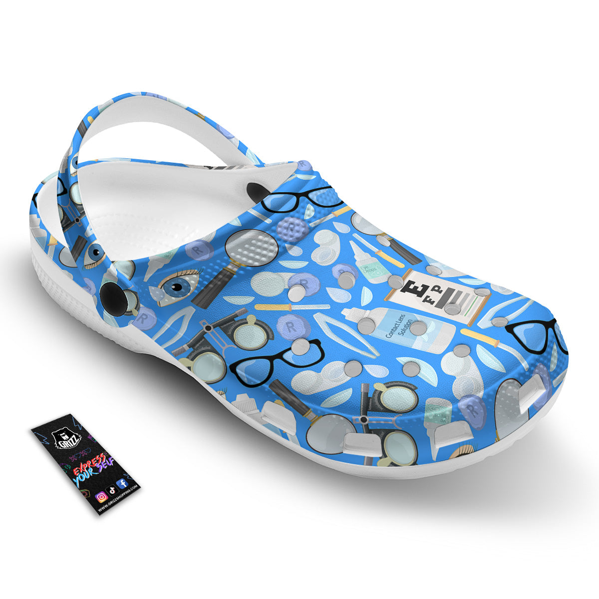 Medical Optometry Accessory Blue Print Pattern Clog-grizzshop
