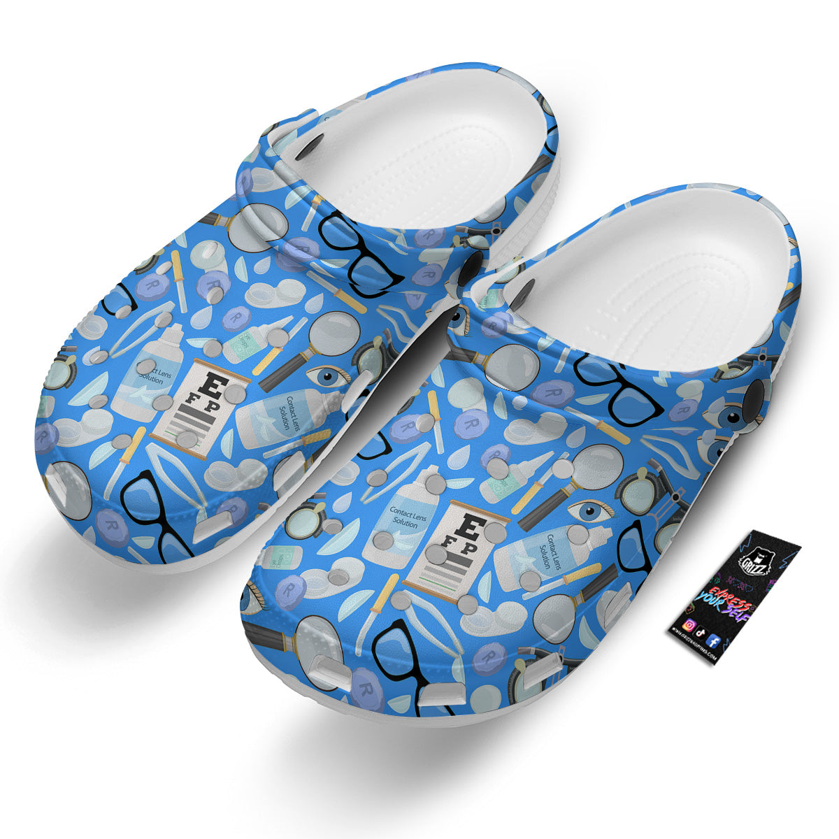 Medical Optometry Accessory Blue Print Pattern Clog-grizzshop