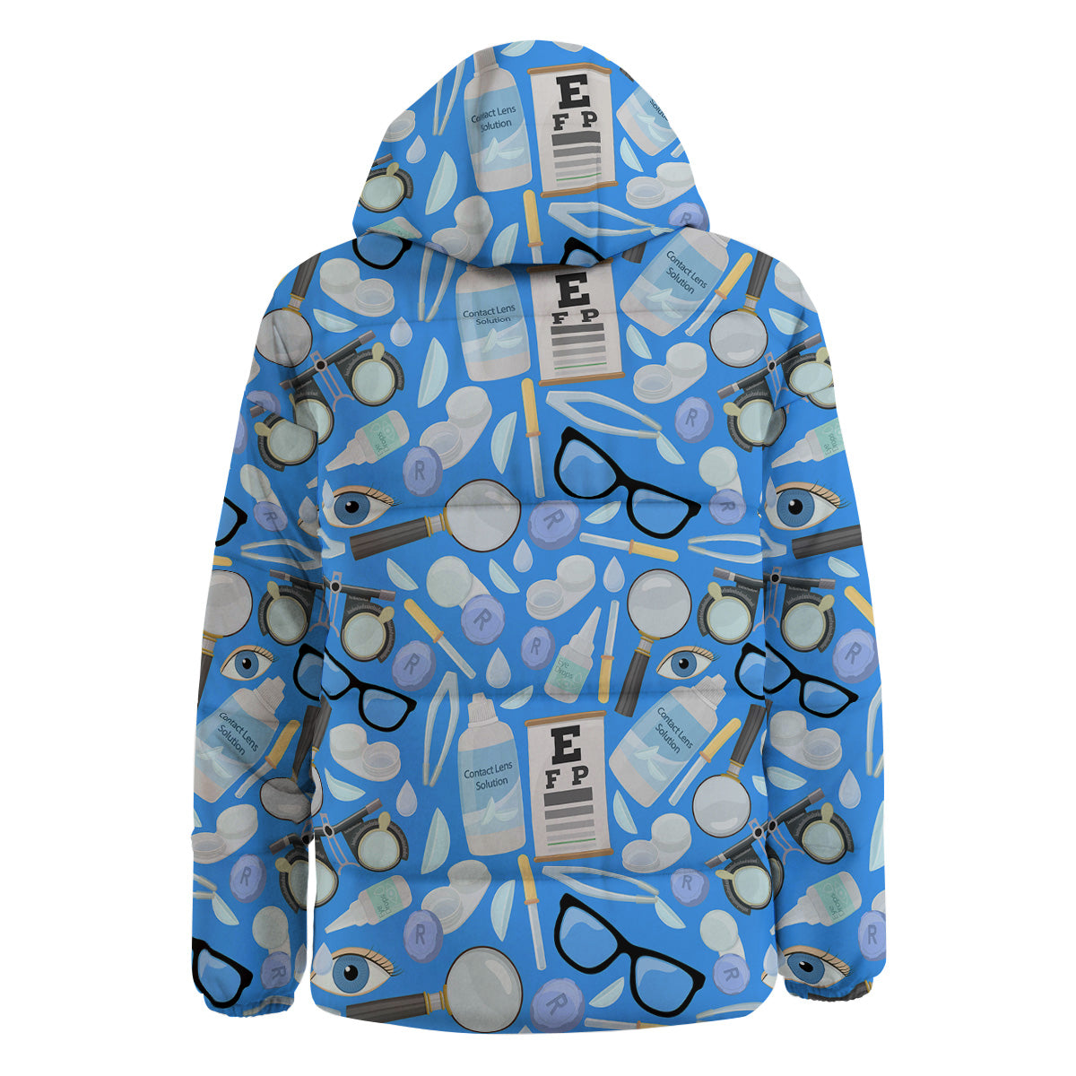 Medical Optometry Accessory Blue Print Pattern Down Jacket-grizzshop