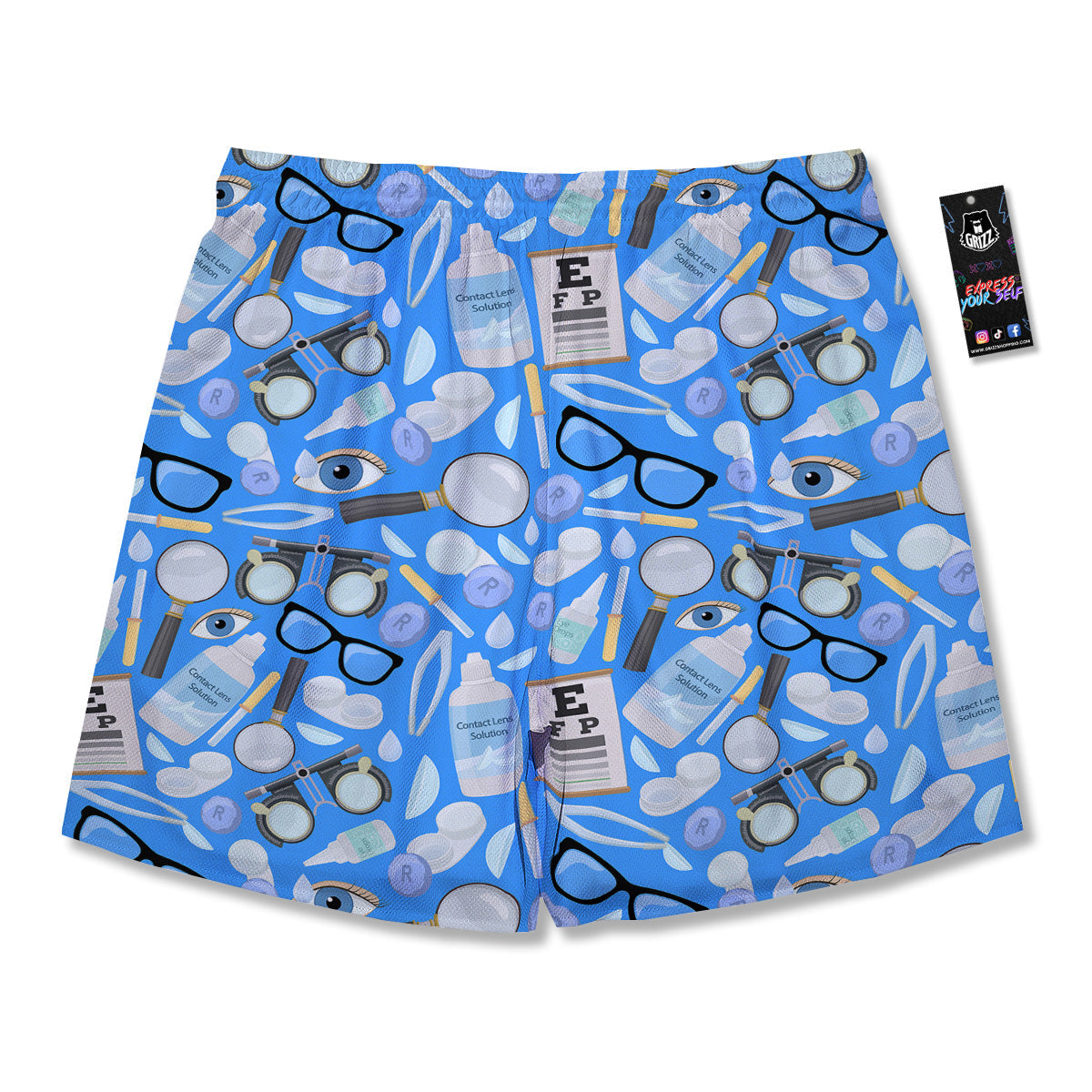 Medical Optometry Accessory Blue Print Pattern Men's Running Shorts-grizzshop