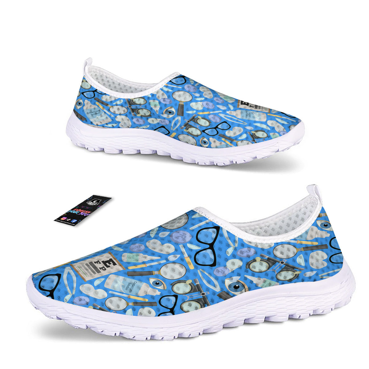 Medical Optometry Accessory Blue Print Pattern Nurse Shoes-grizzshop