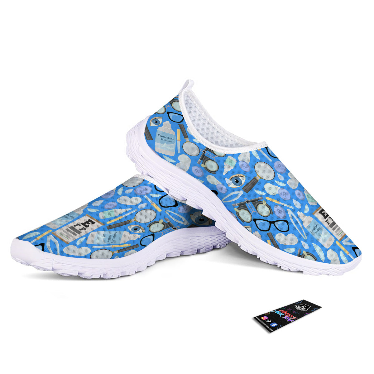 Medical Optometry Accessory Blue Print Pattern Nurse Shoes-grizzshop