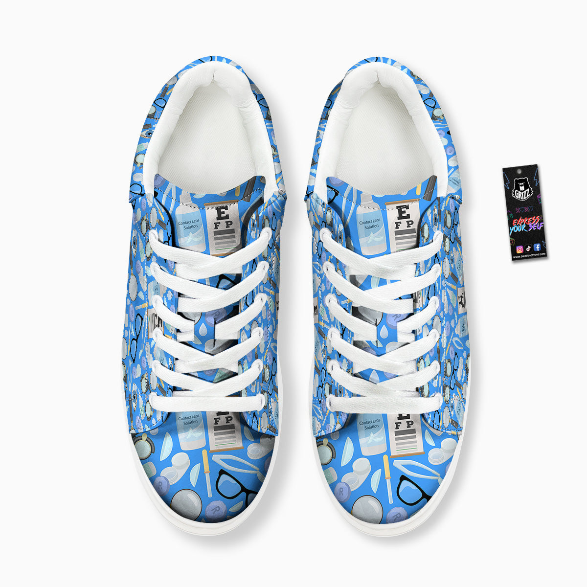 Medical Optometry Accessory Blue Print Pattern Platform Shoes-grizzshop