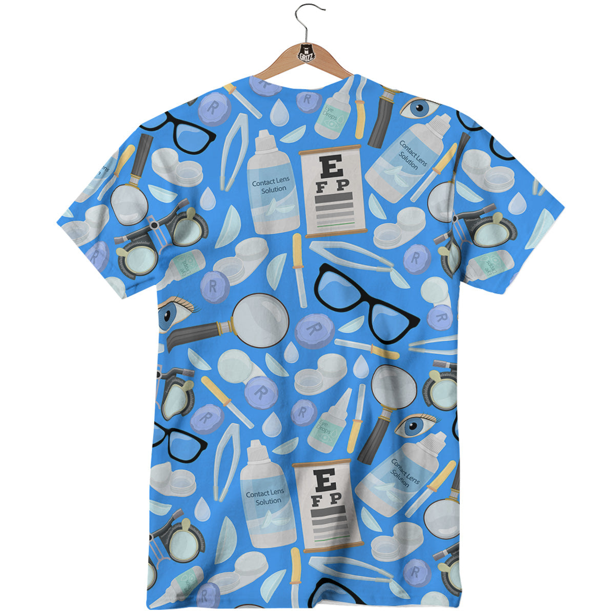 Medical Optometry Accessory Blue Print Pattern T-Shirt-grizzshop