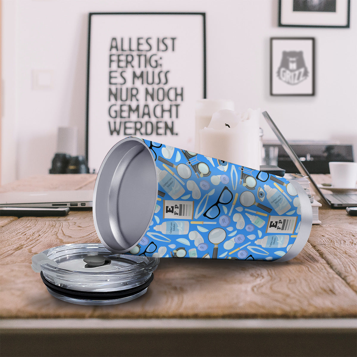 Medical Optometry Accessory Blue Print Pattern Tumbler-grizzshop