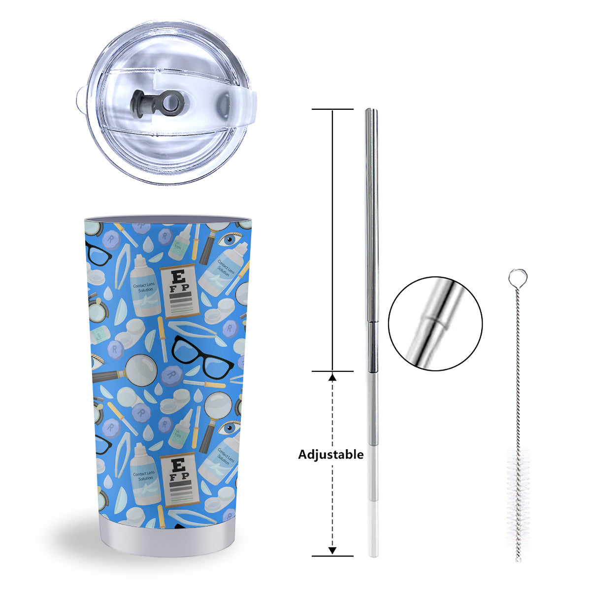 Medical Optometry Accessory Blue Print Pattern Tumbler-grizzshop