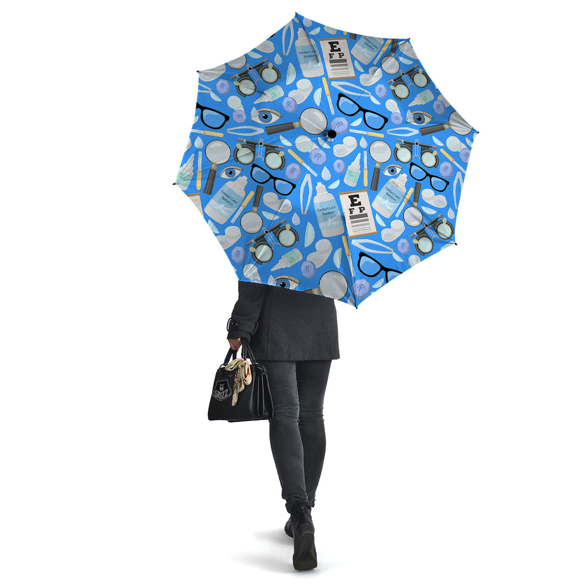 Medical Optometry Accessory Blue Print Pattern Umbrella-grizzshop