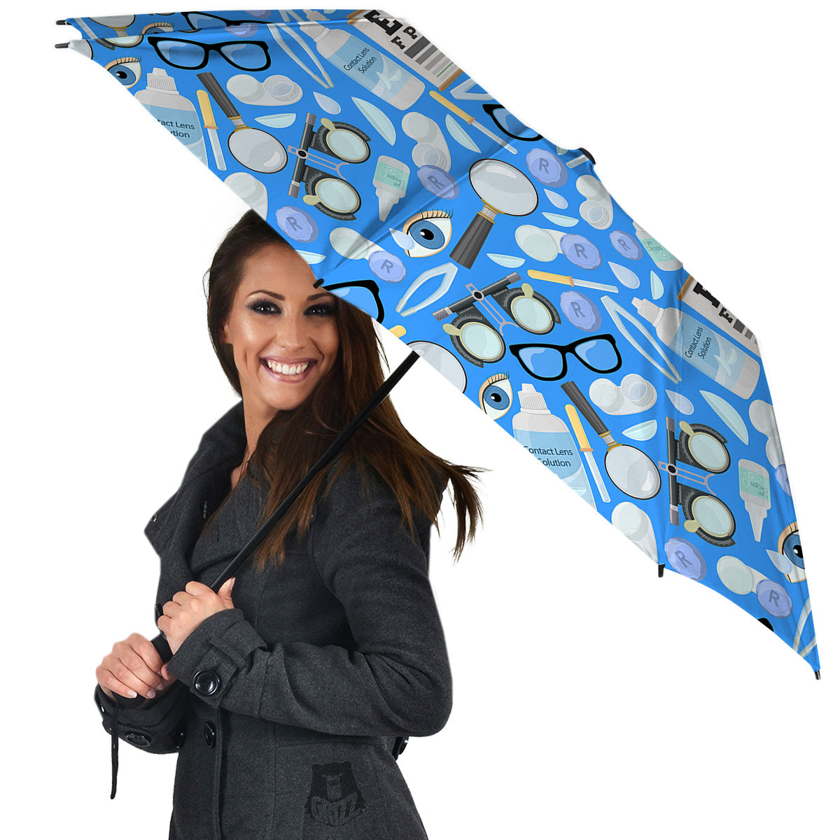 Medical Optometry Accessory Blue Print Pattern Umbrella-grizzshop