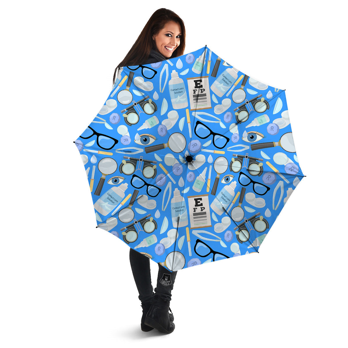 Medical Optometry Accessory Blue Print Pattern Umbrella-grizzshop