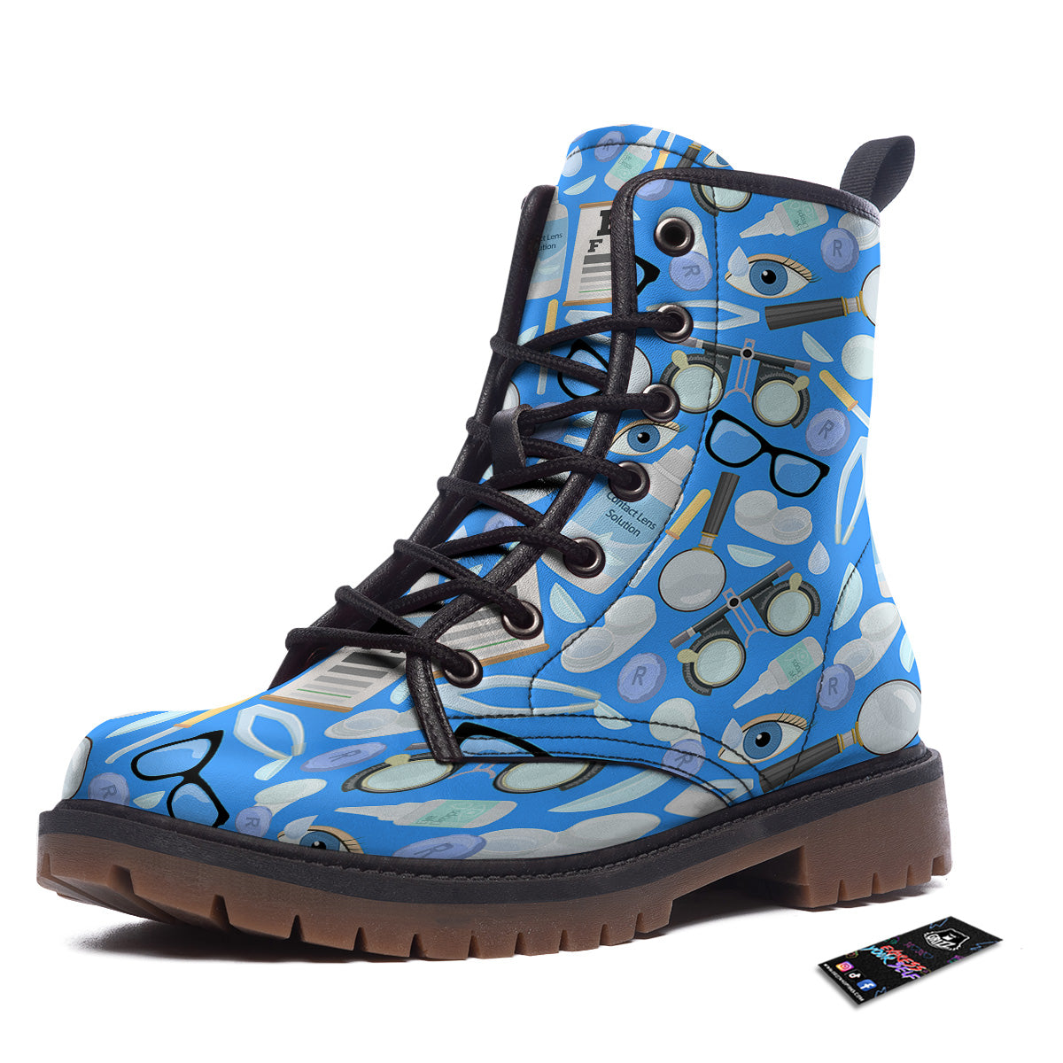 Medical Optometry Accessory Blue Print Pattern Work Boots-grizzshop