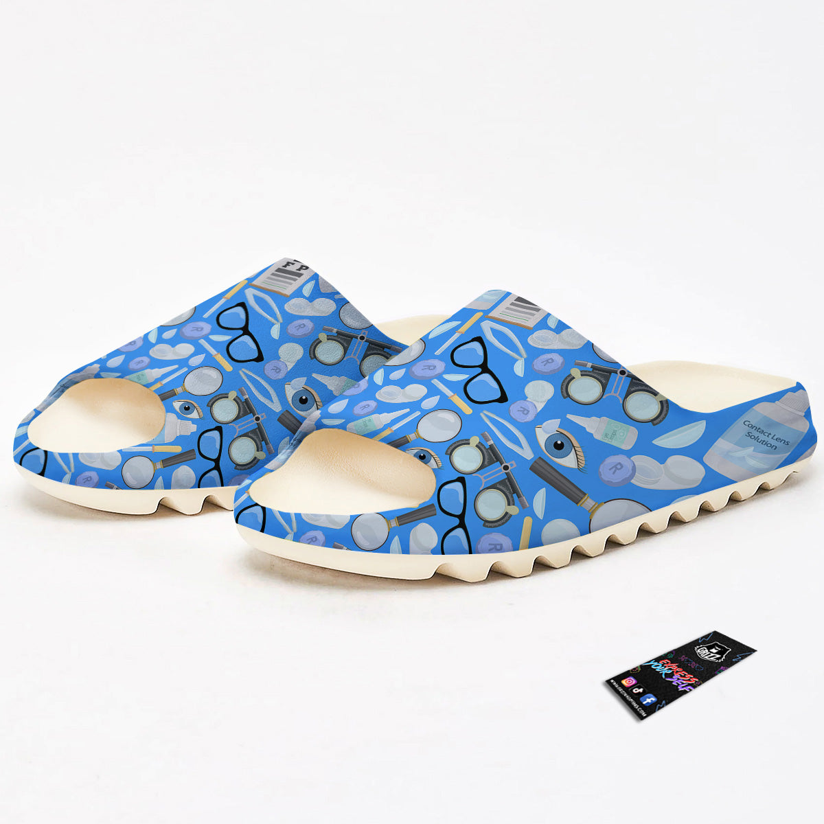 Medical Optometry Accessory Blue Print Pattern Sandals-grizzshop
