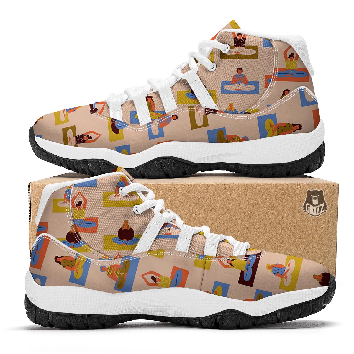 Meditation Yoga Print Pattern White Bball Shoes-grizzshop