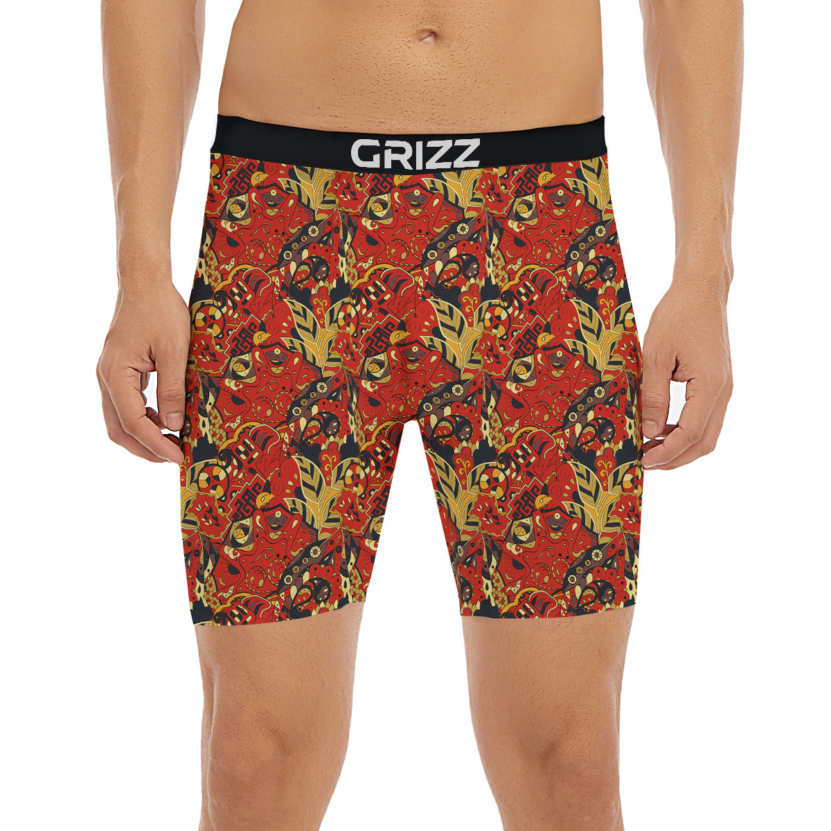 Mehndi Ethnic Doodle Print Pattern Boxer Briefs-grizzshop