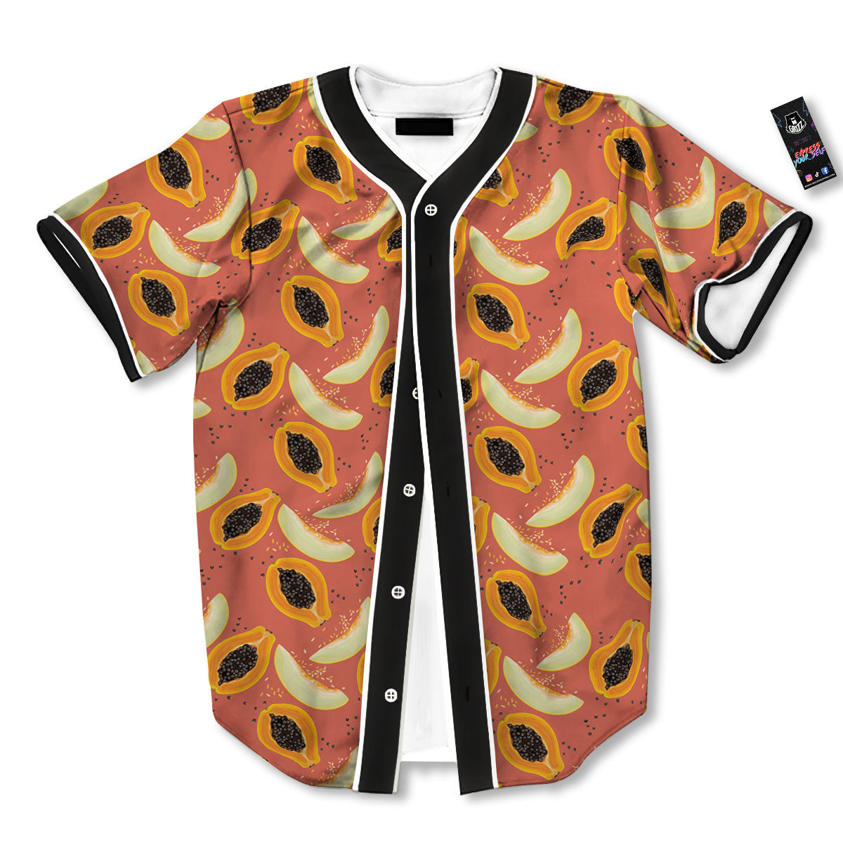 Melon And Papaya Print Pattern Baseball Jersey-grizzshop