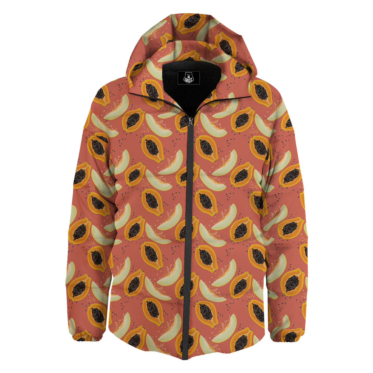 Melon And Papaya Print Pattern Down Jacket-grizzshop