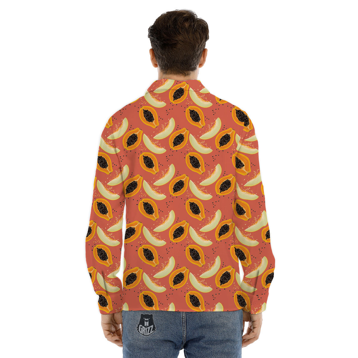 Melon And Papaya Print Pattern Men's Dress Shirts-grizzshop