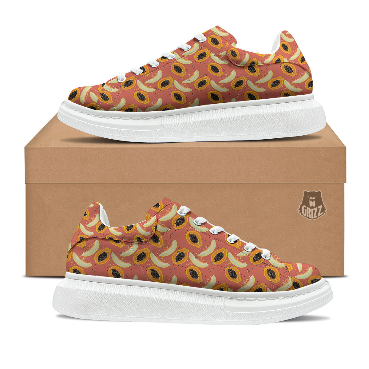 Melon And Papaya Print Pattern Platform Shoes-grizzshop