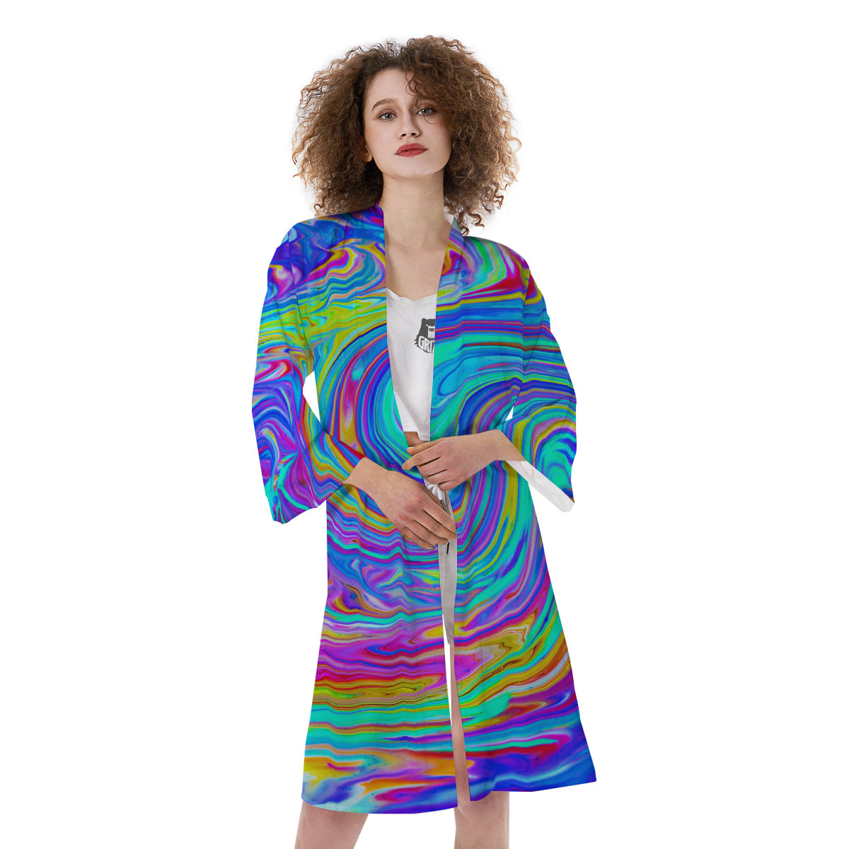 Melt Acid Colorful Print Kimono-grizzshop