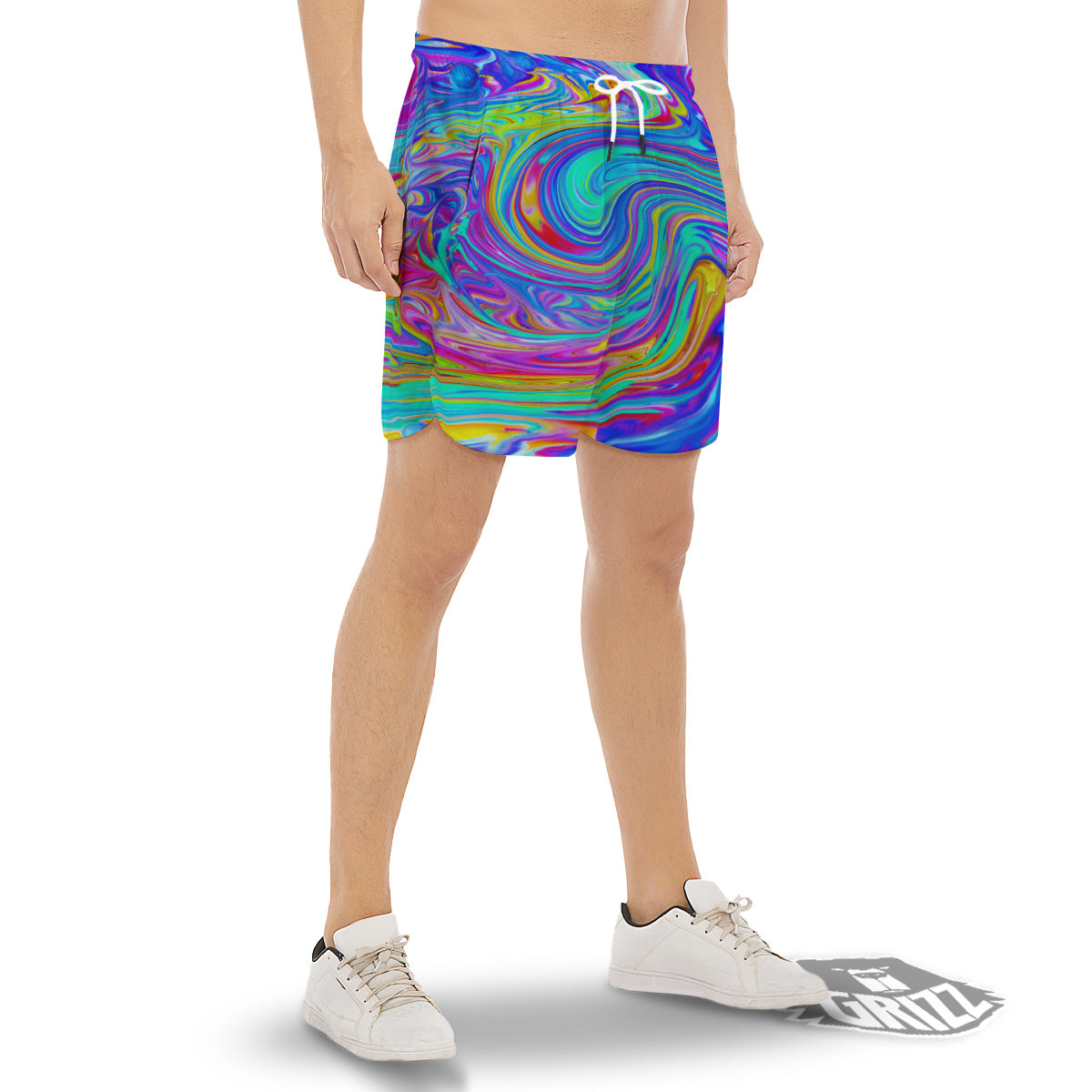 Melt Acid Colorful Print Men's Gym Shorts-grizzshop