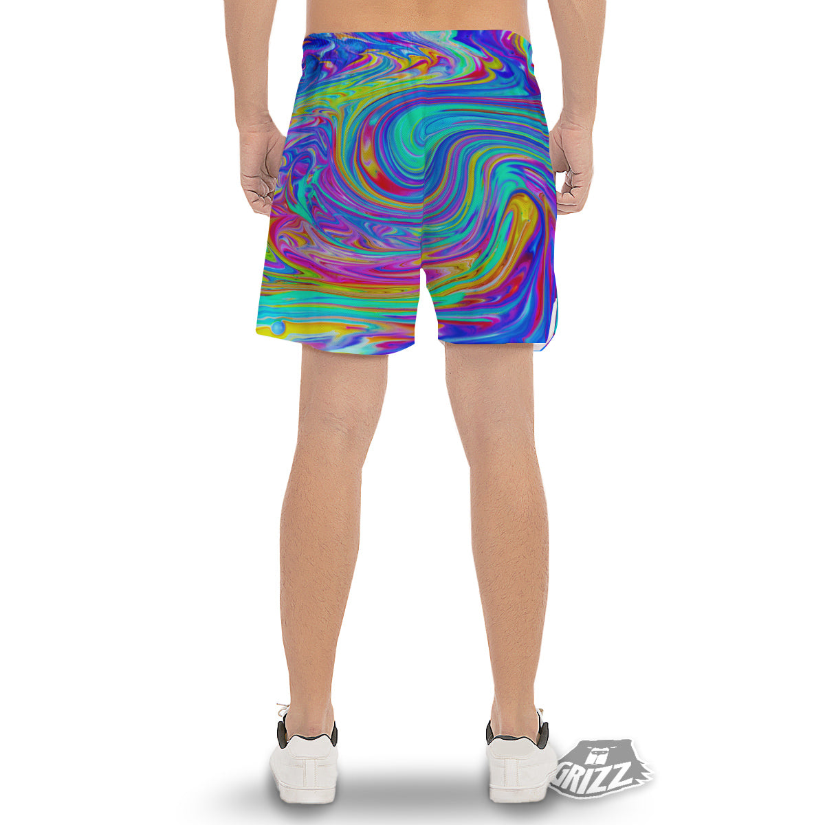 Melt Acid Colorful Print Men's Gym Shorts-grizzshop