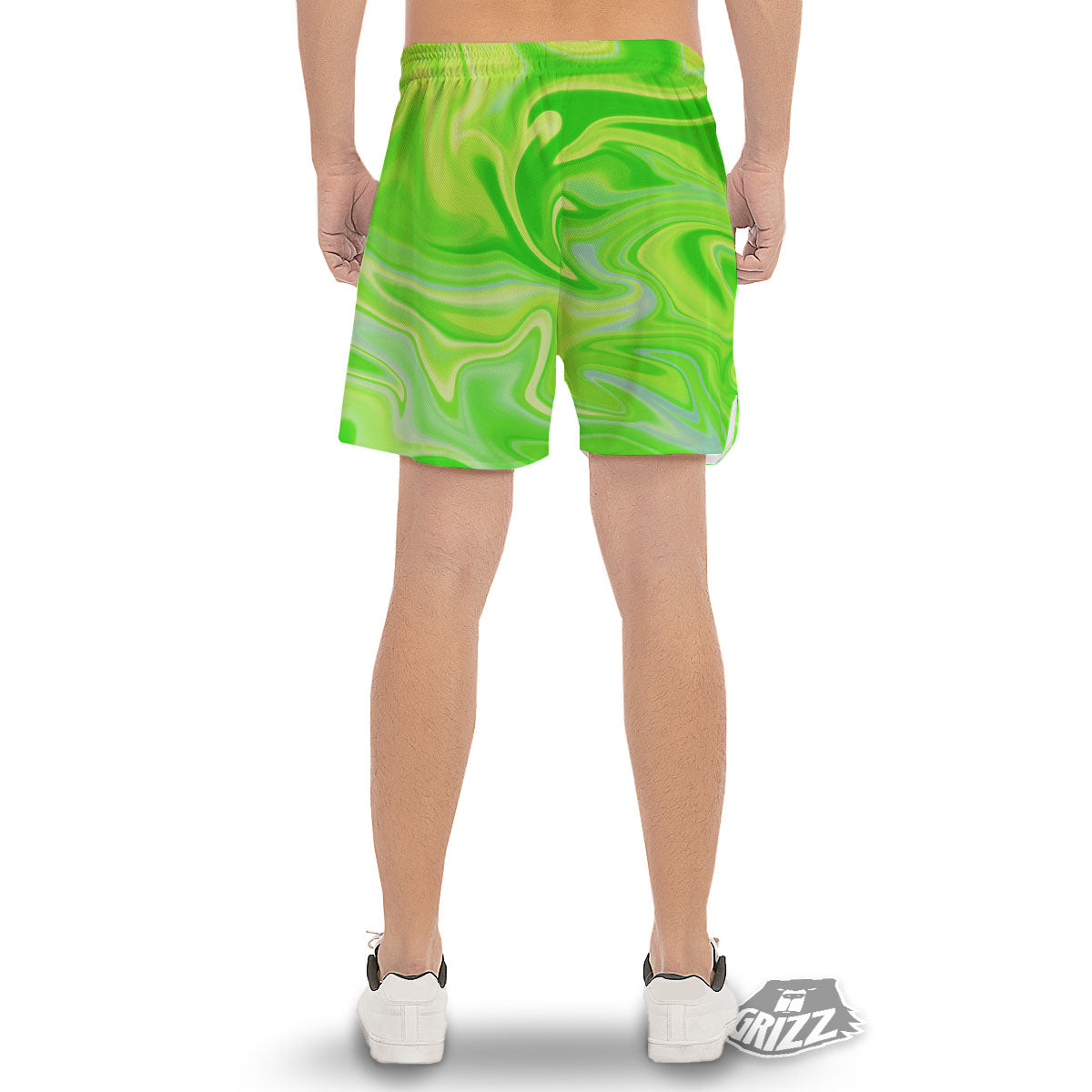 Melt Acid Green Print Men's Gym Shorts-grizzshop