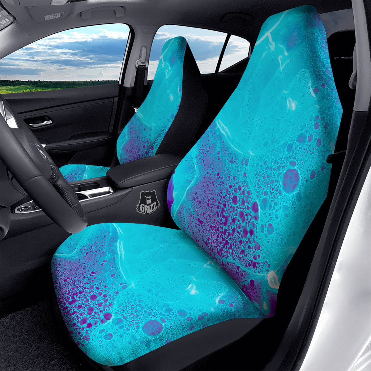 Melt Acid Turquoise Print Car Seat Covers-grizzshop