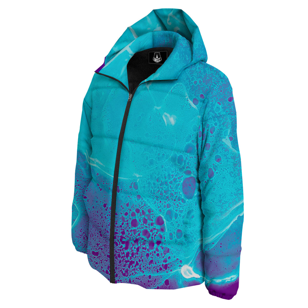 Melt Acid Turquoise Print Down Jacket-grizzshop